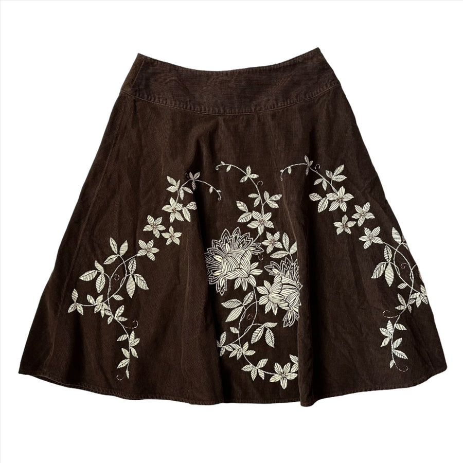 Brown Corduroy Midi Skirt (M)