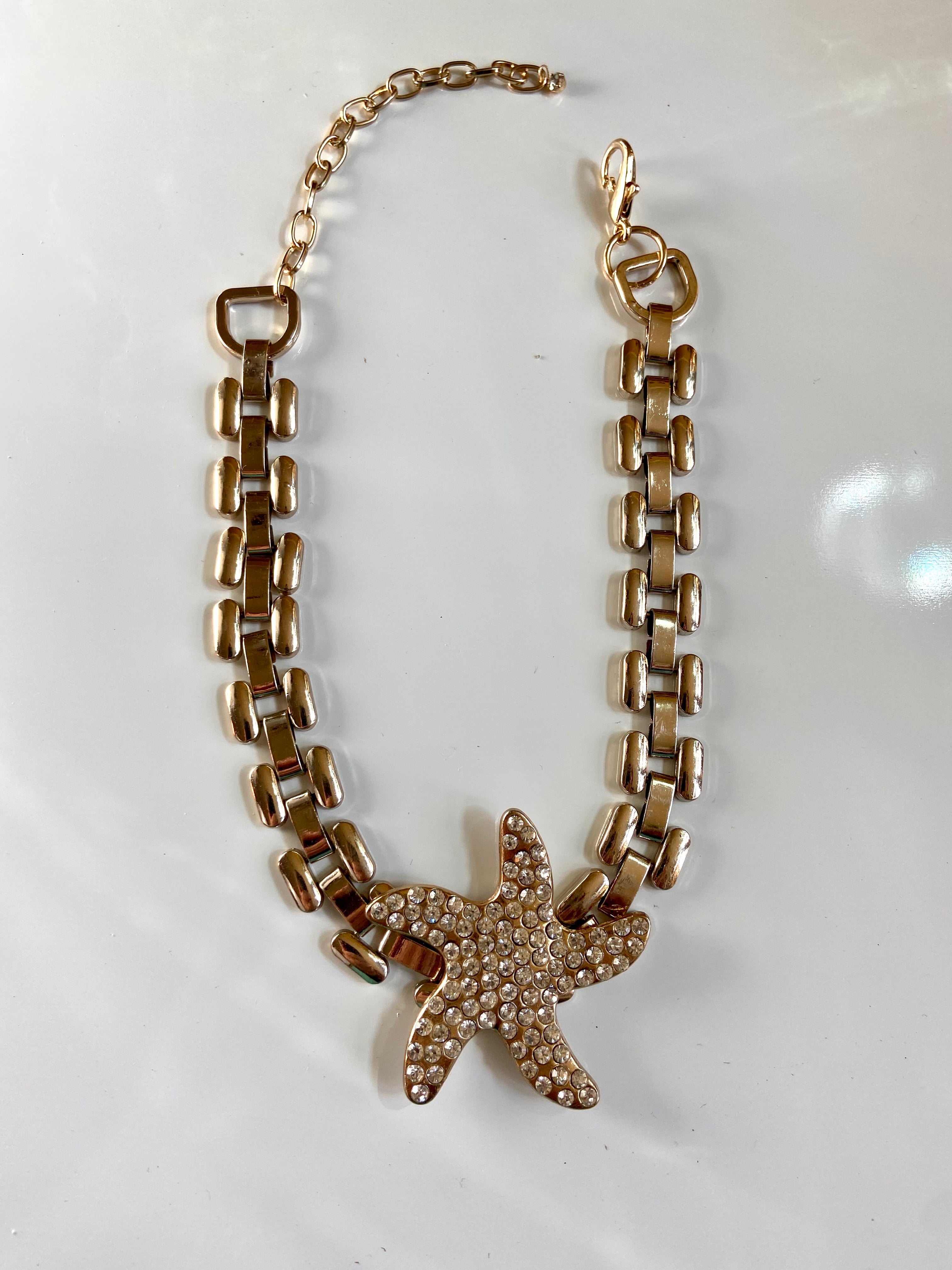 Diamond gold starfish choker