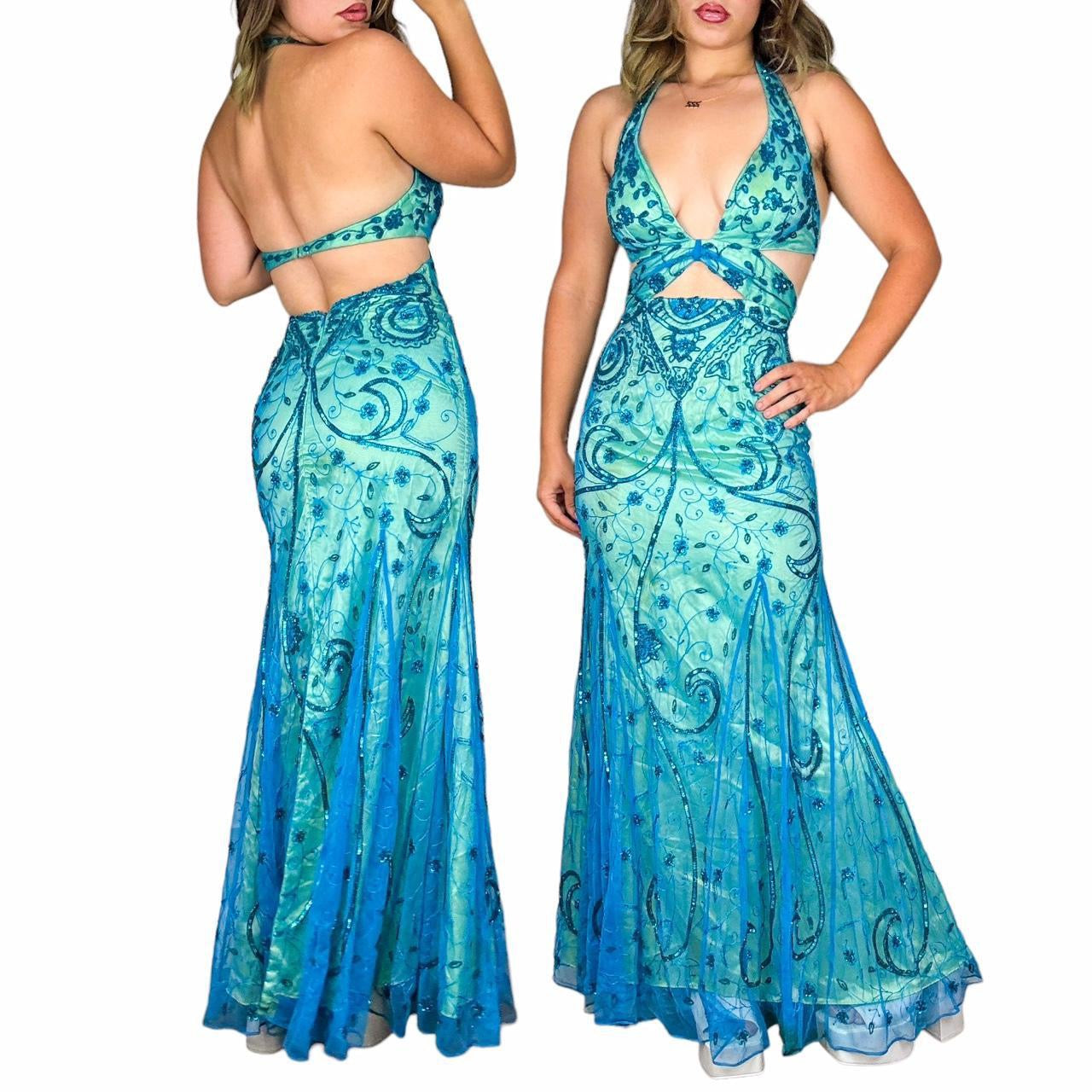Caché Beaded Mesh Cutout Gown (S) – Holy Thrift