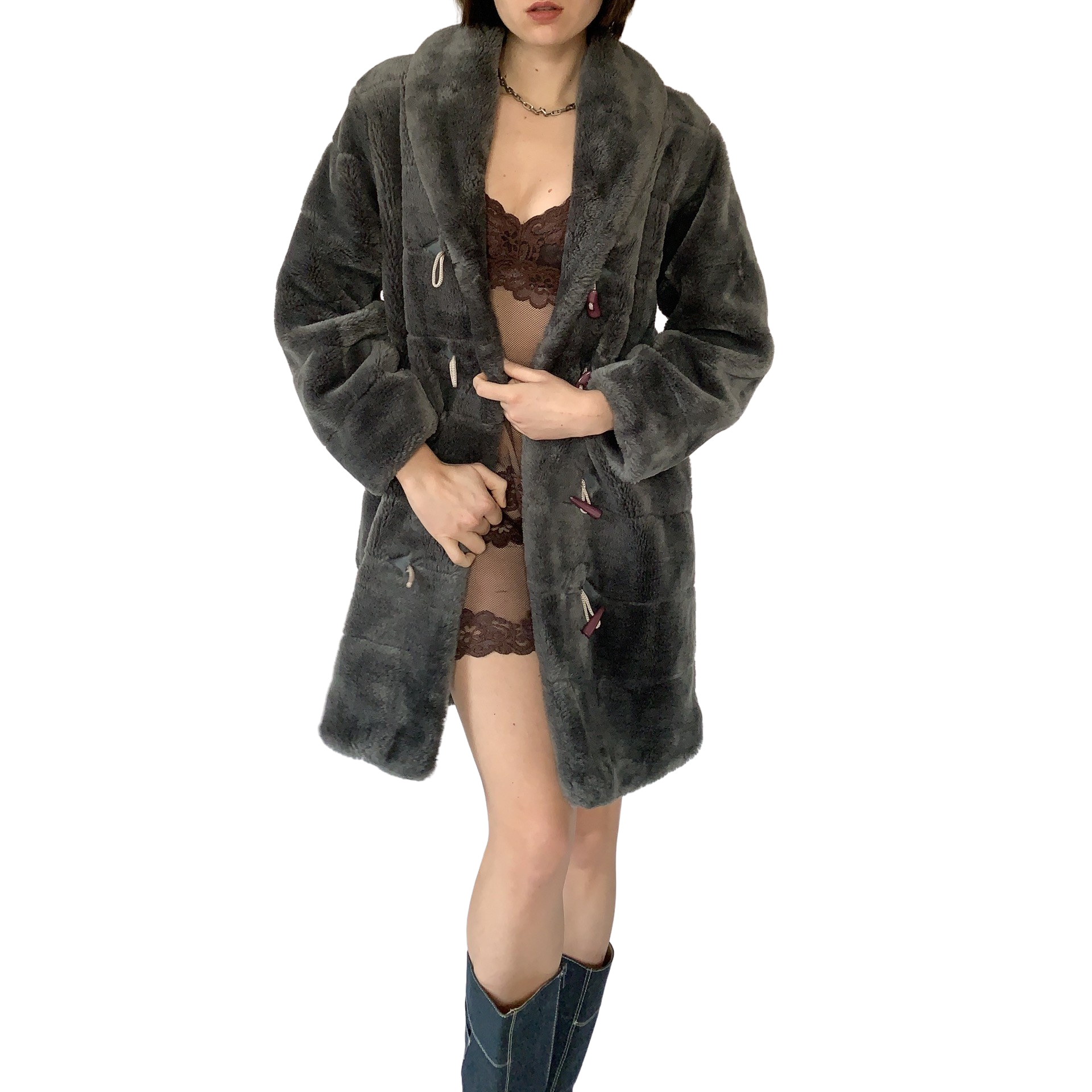 Vintage Faux Fur Coat (M)