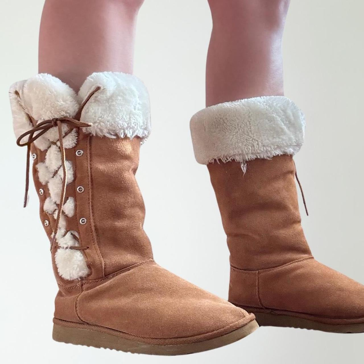 Y2K Snow Bunny UGG Tie Up Lace Boots (9)
