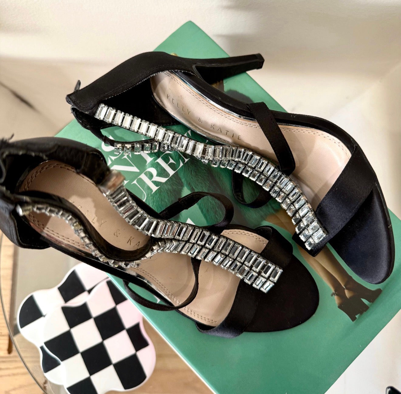 Kelly & Katie Black And Silver Rhinestone Heels (6)