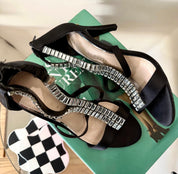 Kelly & Katie Black And Silver Rhinestone Heels (6)