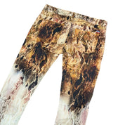 Raw Leather Hem Snakeskin Flare Jeans (XS)