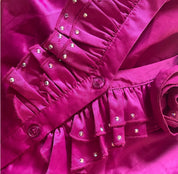 New York & Company Rosette Button Down With Rhinestones (XS)