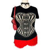 Y2K Corset Graphic Baby Tee (XL)