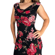 Floral Chiffon Cowl Neck Midi Dress (M)