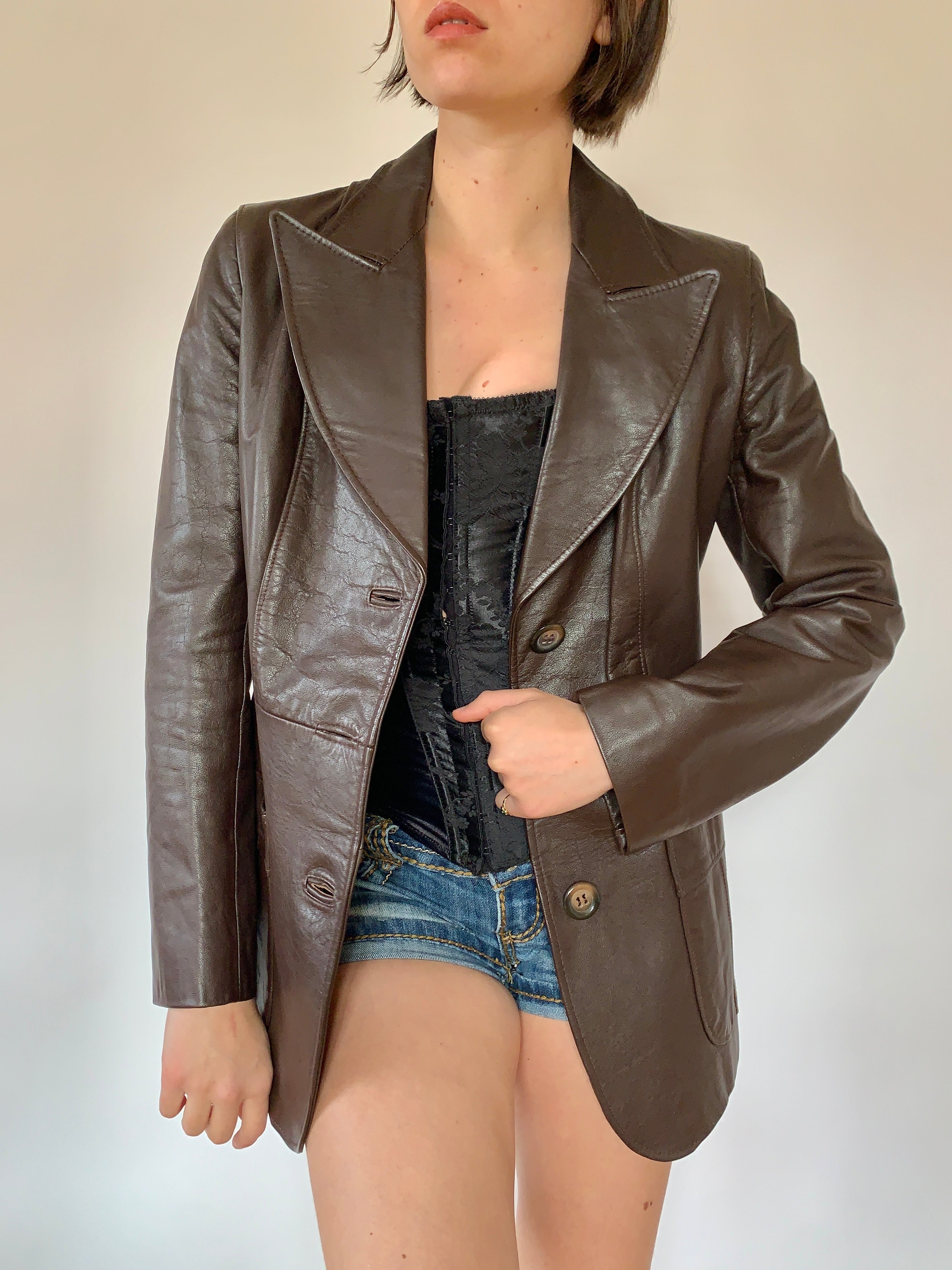 Vintage 1970s Leather Blazer (S)