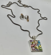 Colorful Crystal Square Necklace set