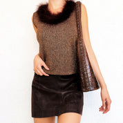 Vintage Sparkly Sleeveless Marabou Top (M)