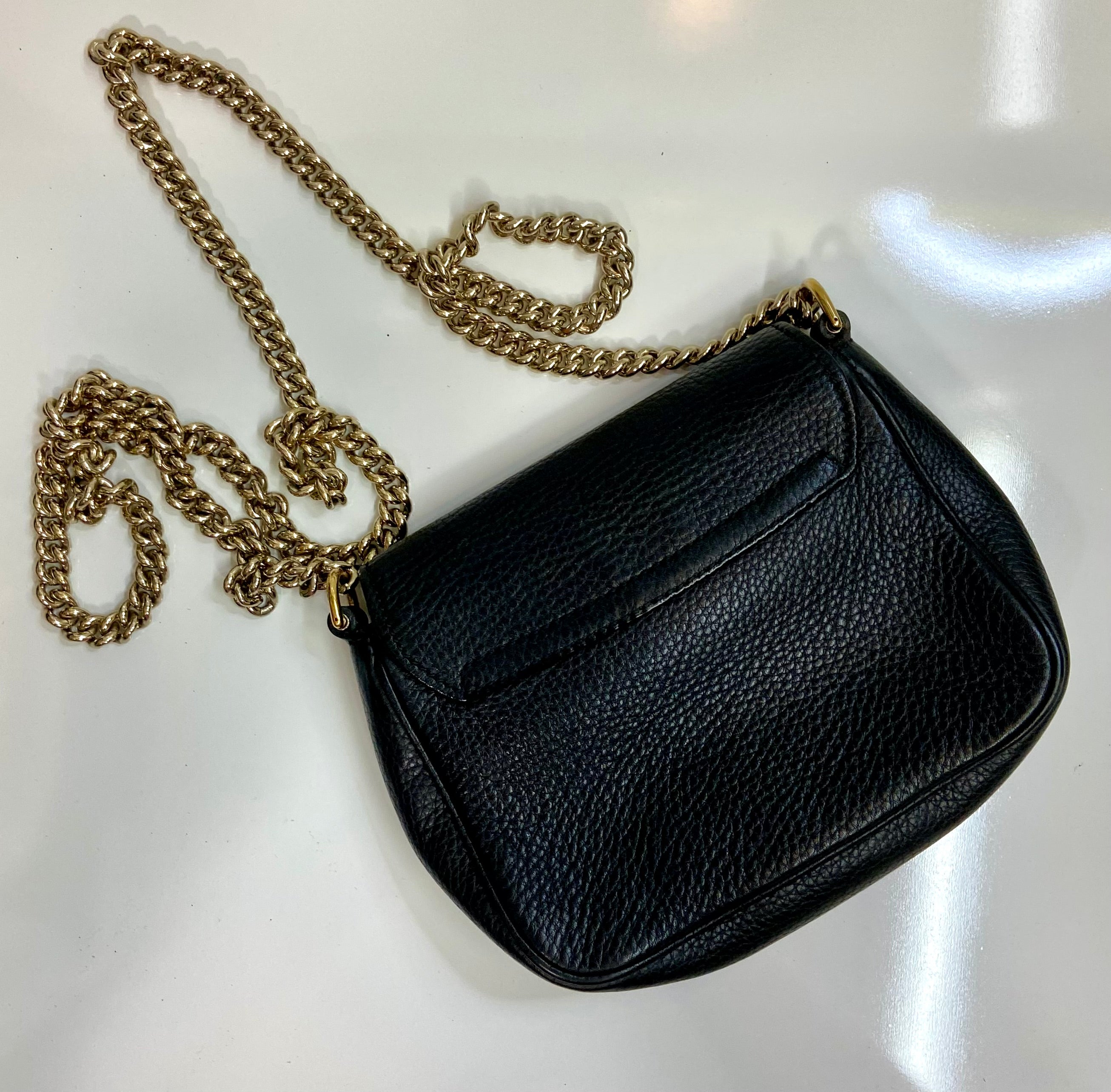 GUCCI Pebbled Calfskin
Small Soho Flap Crossbody