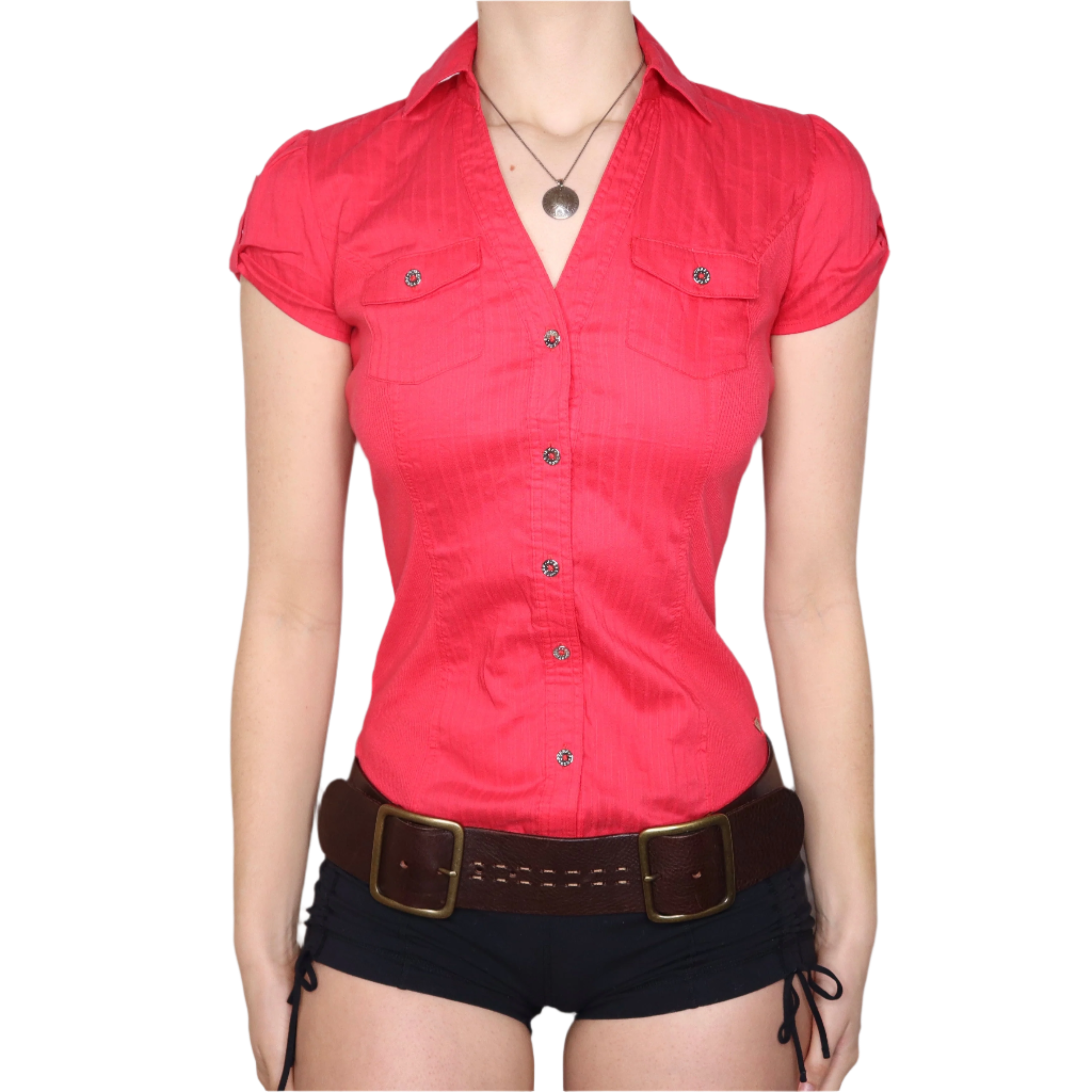 Y2K GUESS Red Button Up Top (S)