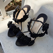 Italian Designer Leather Rosette Heels (8)