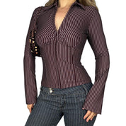 Express Hook + Eye Pinstripe Blouse (S)