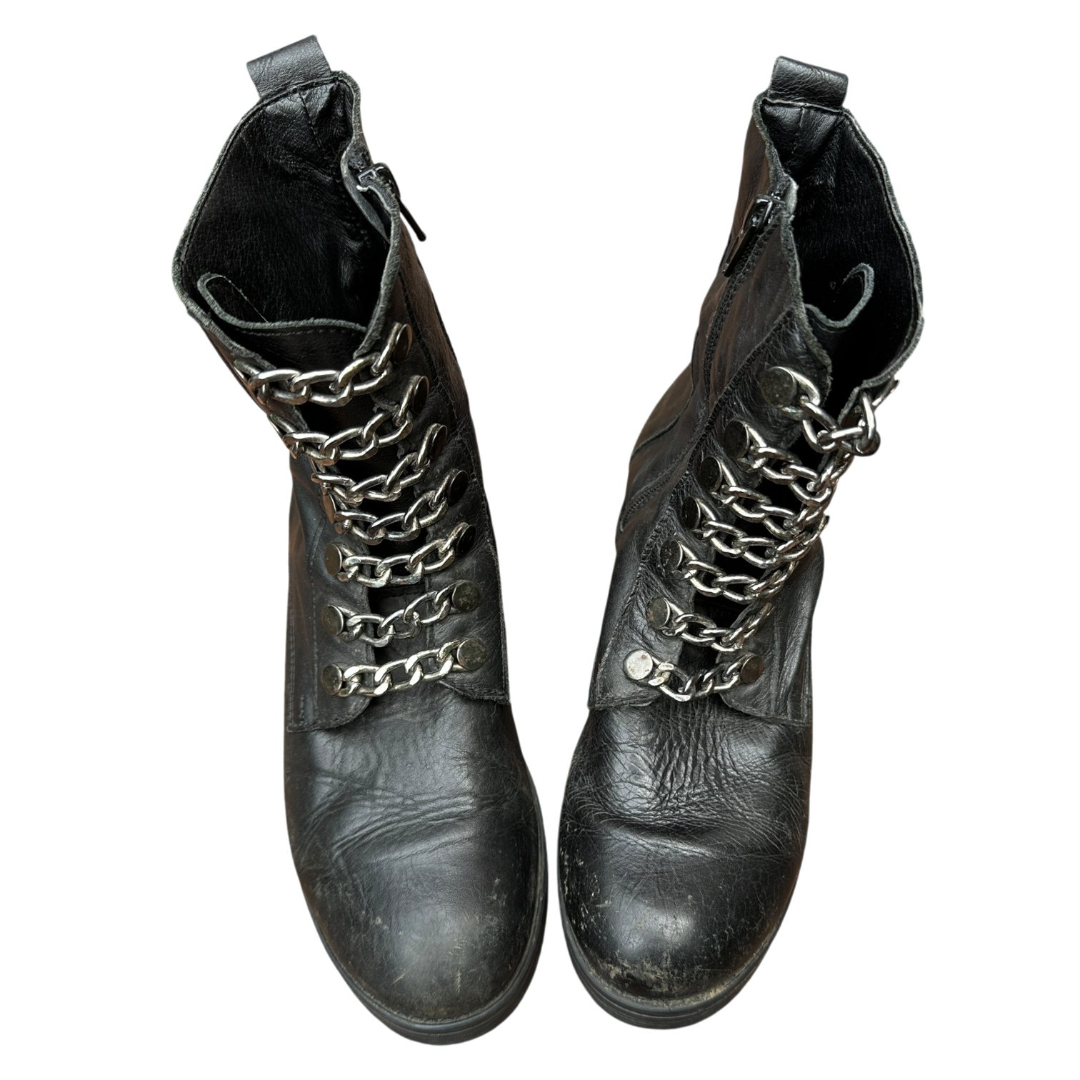 Vintage Italian Black Grunge Moto Biker Boots (UK 6 EU 39 US 8)