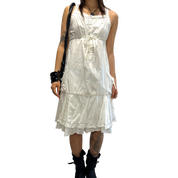 Vintage European White Milkmaid Cotton Summer Dress (S)