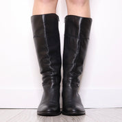 90s Italian Tall Black Leather Riding Boots (8.5)