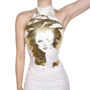Y2K French Graphic Halter Top (S)