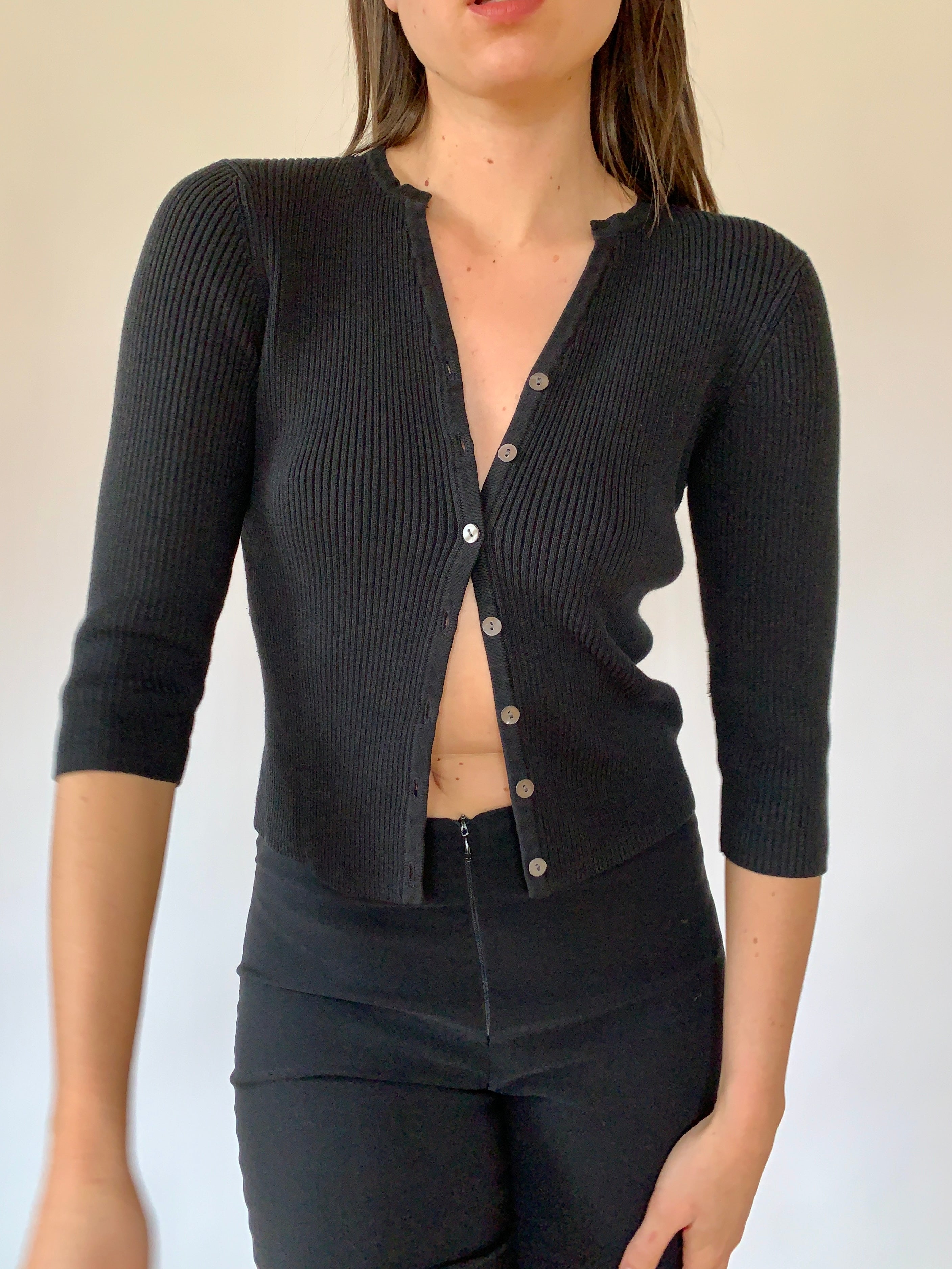 Vintage Ribbed Knit Cardi - Small