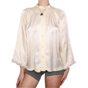 40s Reworked Buttercream Satin Blouse (M/L)