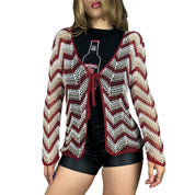 Chevron Crochet Tie Front Cardigan (M)