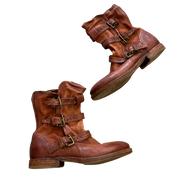 Vintage AS.98 Slouch Moto Buckle Leather Ankle Boots (US 6.5-7)