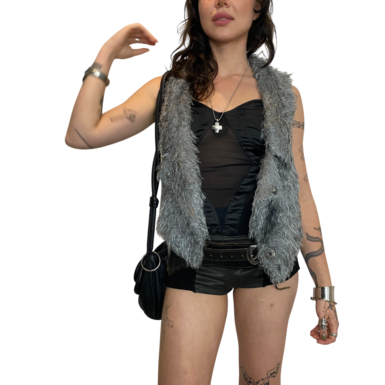 Vintage Cop Copine Fur Vest Top (S/M)