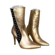 Y2K Golden Leather Stiletto Boots (Size 6)