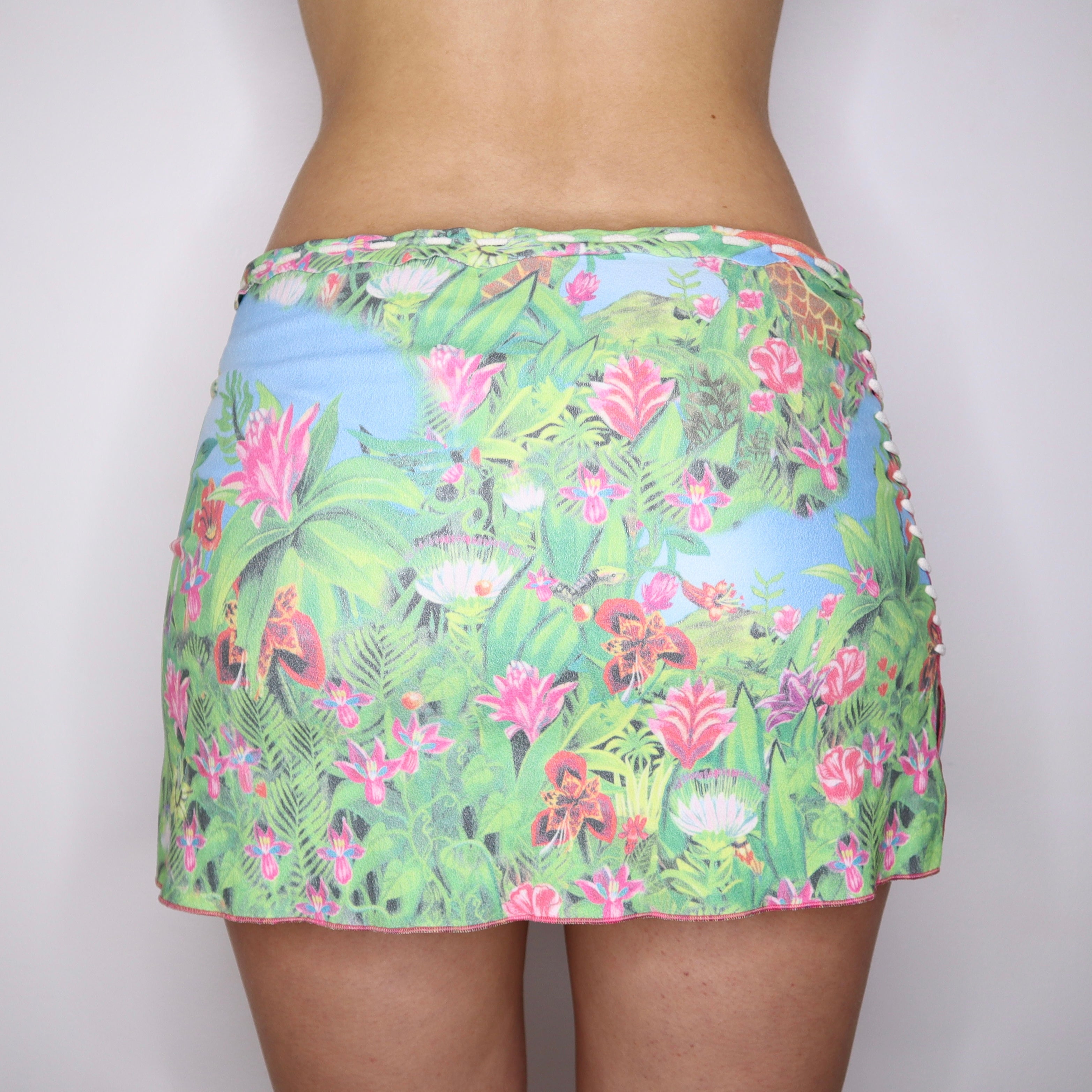 Y2K Tropical Mini Skirt (M)