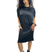 Vintage Roberto Cavalli Avant Garde Batwing Black Slinky Dress (M)