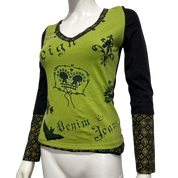 90s vintage graphic print long sleeve top (s)