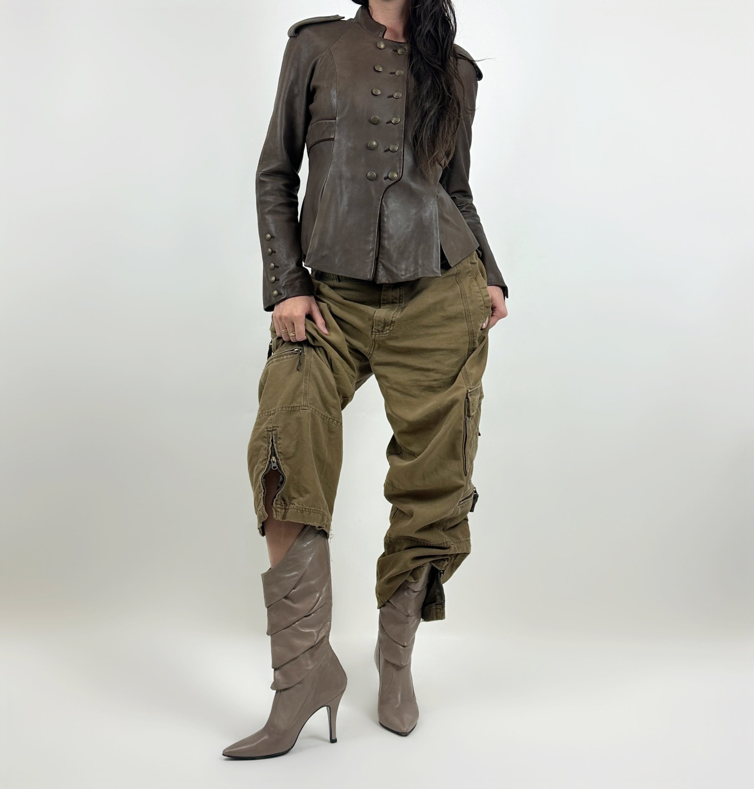 Bebe Military Style Leather Jacket (M)