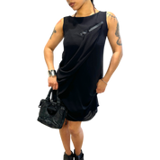Vintage Cop Copine Avant Garden Drape Black Dress (S)
