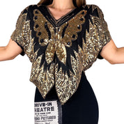 Vintage Beaded Silk Butterfly Blouse (M/L)