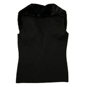 knitted wool fur collar vest (s)