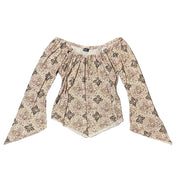 Paisley flare sleeve peasant top (XL)