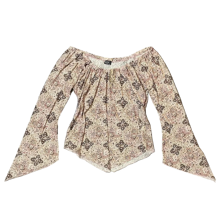 Paisley flare sleeve peasant top (XL)