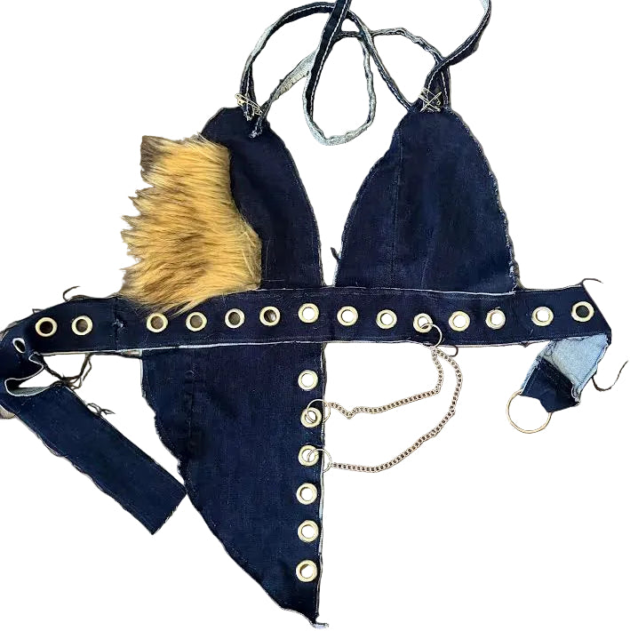Distressed Denim Festival Halter (m)