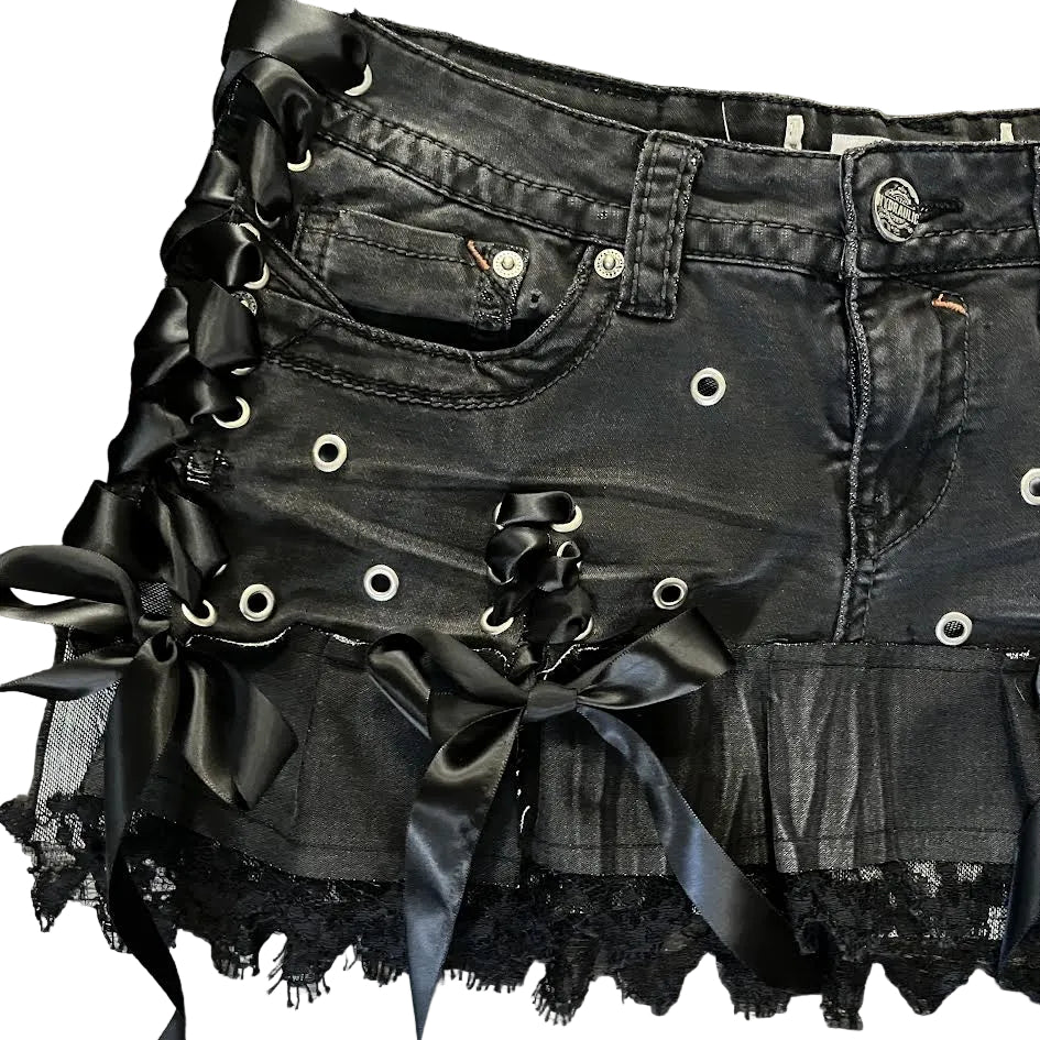 Grommet Bow Mini Skirt (8)