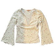 Floral Embroidered Flare Sleeve Top (M)