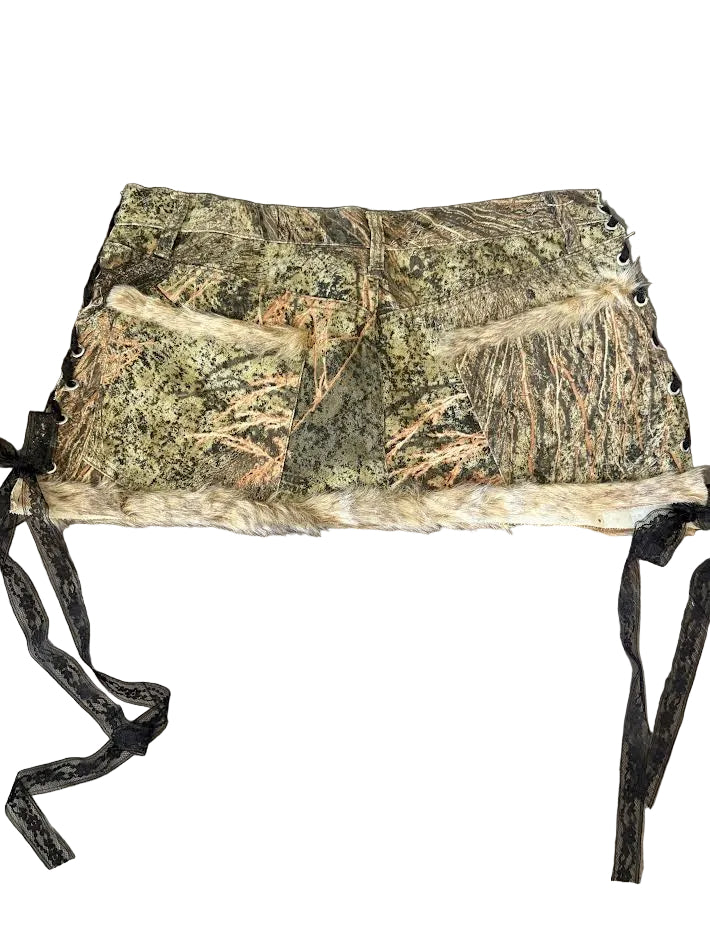 Camo Fur Micro Skirt (L)