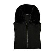 knitted wool fur collar vest (s)