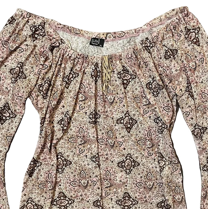 Paisley flare sleeve peasant top (XL)
