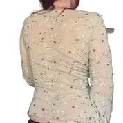 Floral Embroidered Flare Sleeve Top (M)