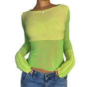 Vintage Abstract Graphic Mesh Top (S)