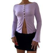 Vintage Italian Lilac Flared Sleeve Button Top (S)