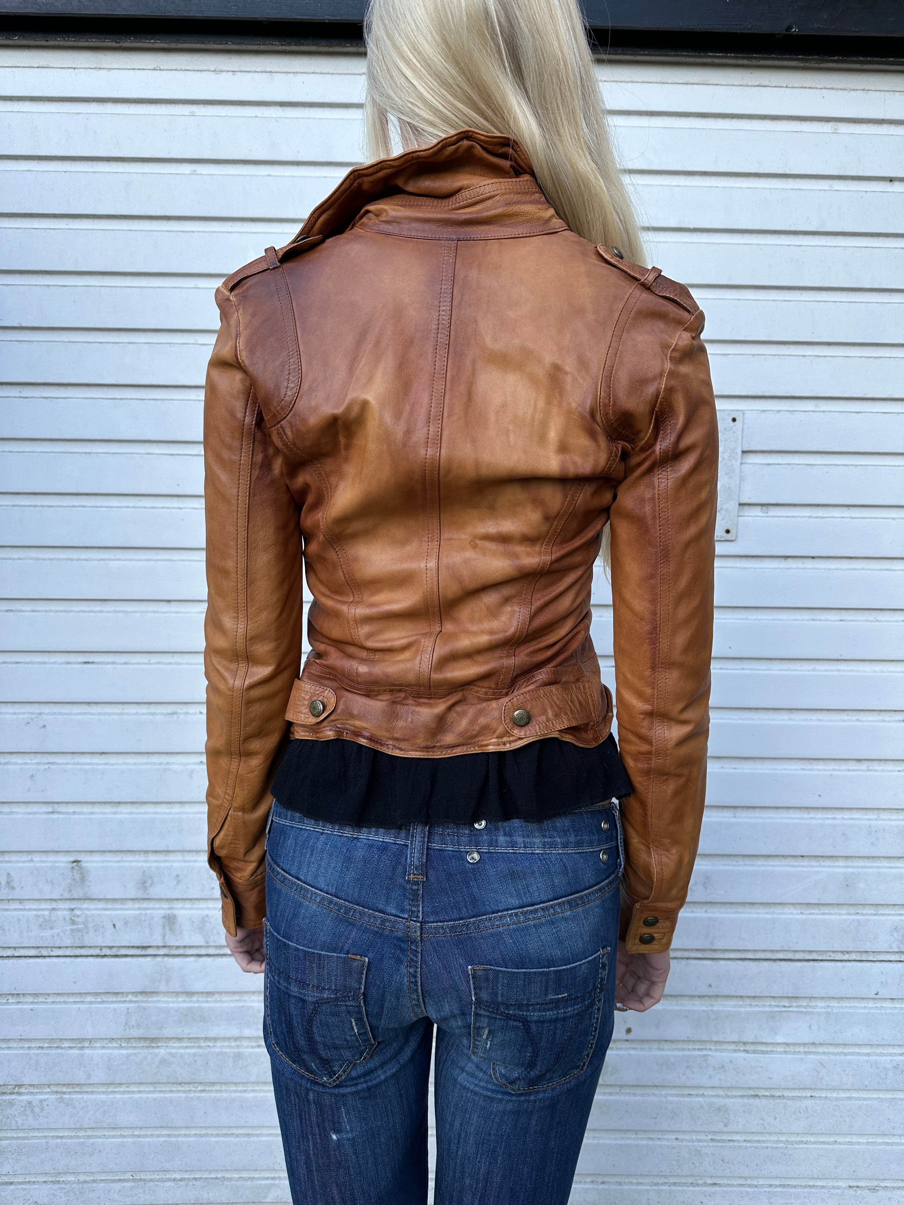 Vintage Italian Leather Cropped Jacket (XS)