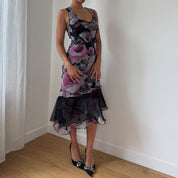 Vintage Italian Mesh Floral Dress (M)