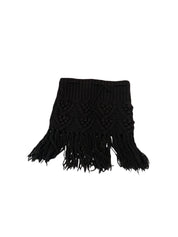 Vintage Crochet Wool Stretch Mini Skirt with Fringe (S)