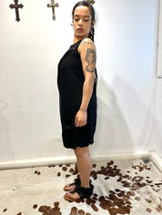 Vintage Cop Copine Avant Garden Drape Black Dress (S)